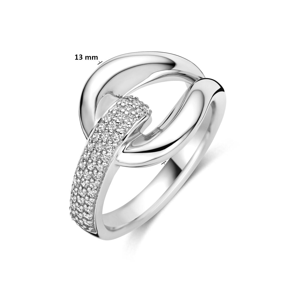 Gerhodineerde 925 zilveren ring met pavé zirkonia