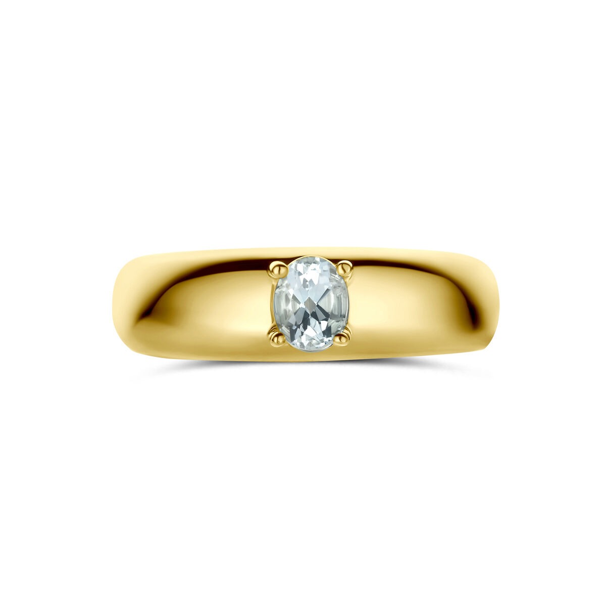 14k geelgouden ring met aquamarijn