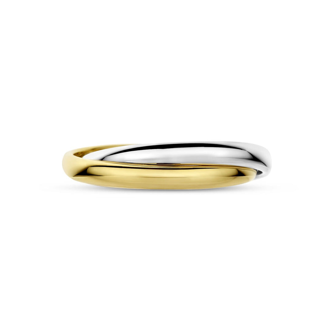 14k bicolor damesring – geel- en witgoud, 2.5 mm breed