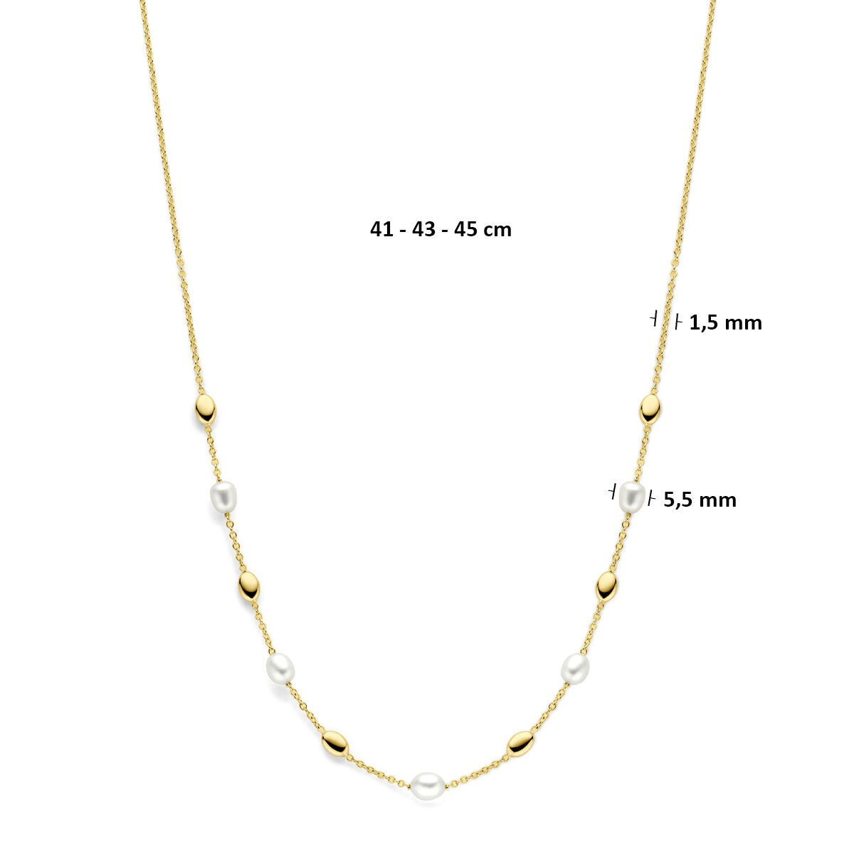 14k geelgouden collier met parels