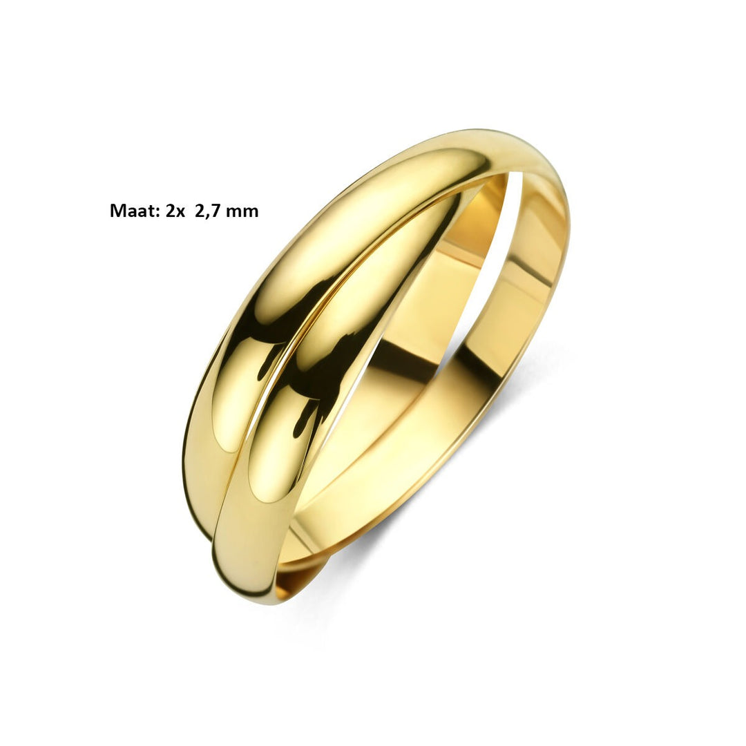 14k Geelgouden dames ring met dubbele band van 2,7 mm
