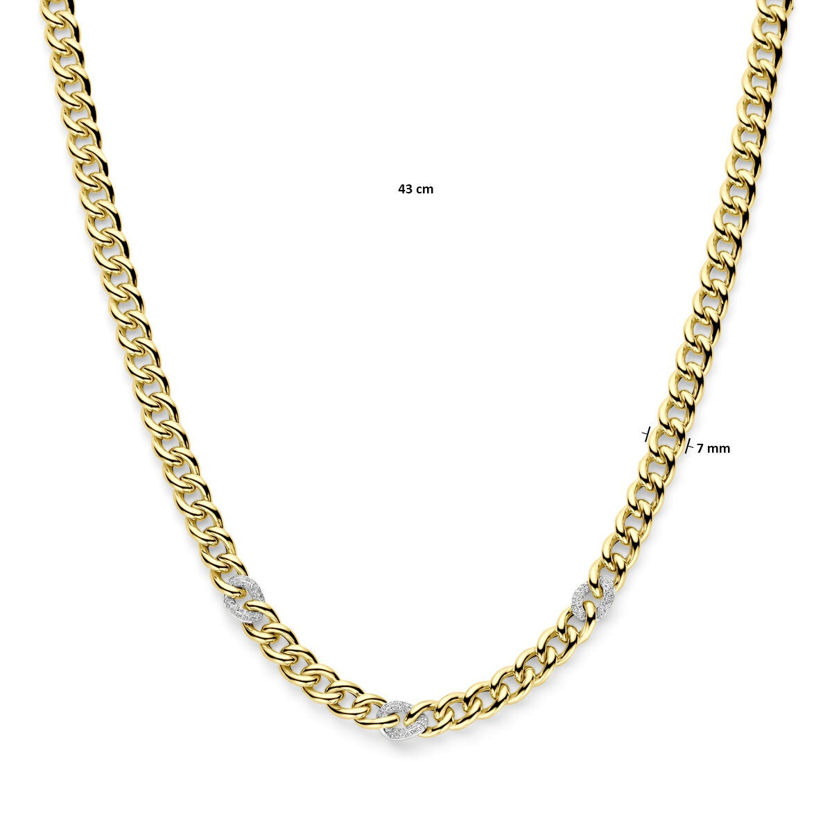 14k Bicolor Geel- en Witgouden Collier met Diamant