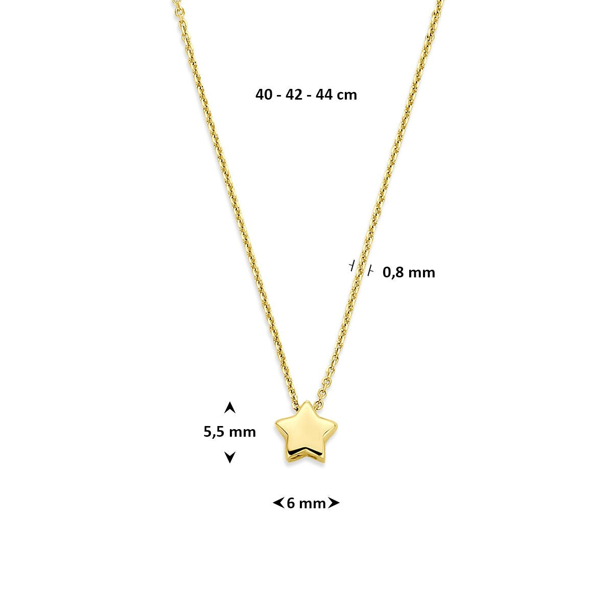 14k Geelgouden ketting met ster