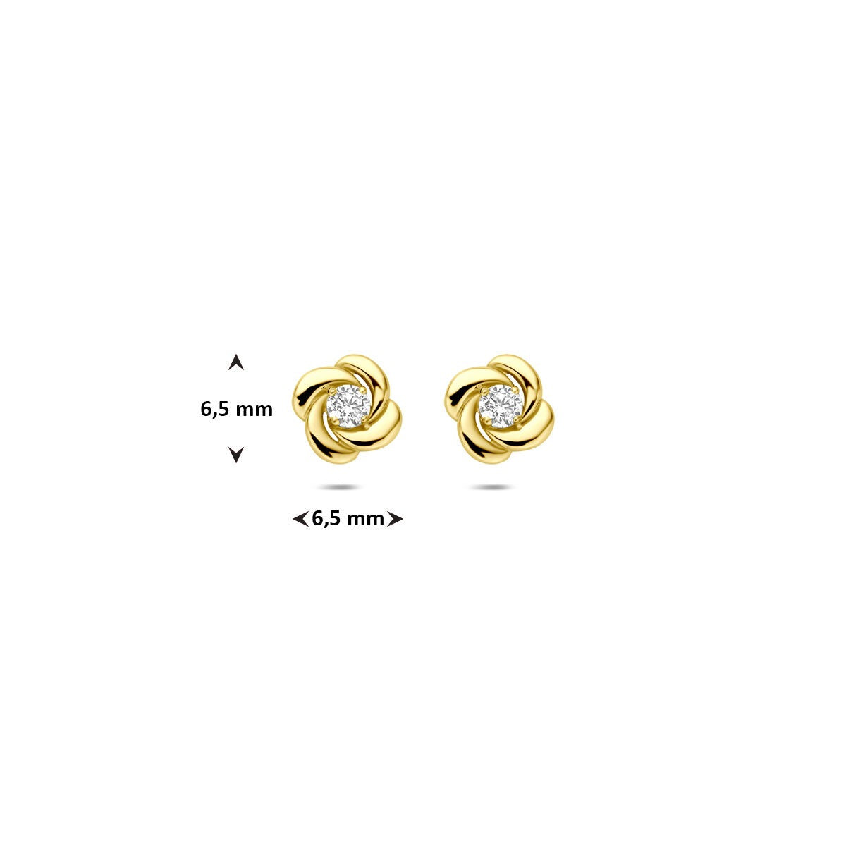 Geelgouden oorknoppen met zirkonia – 14k, chaton 4-poots