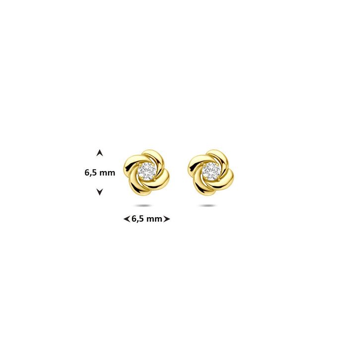 ear studs zirconia 14K yellow gold 