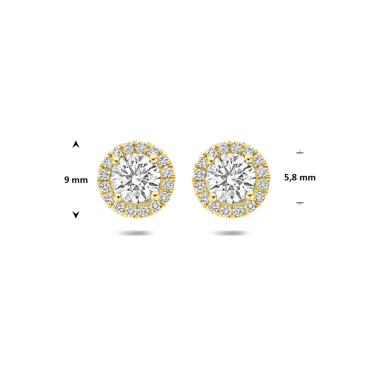 14k Gouden oorknopjes met lab grown diamant