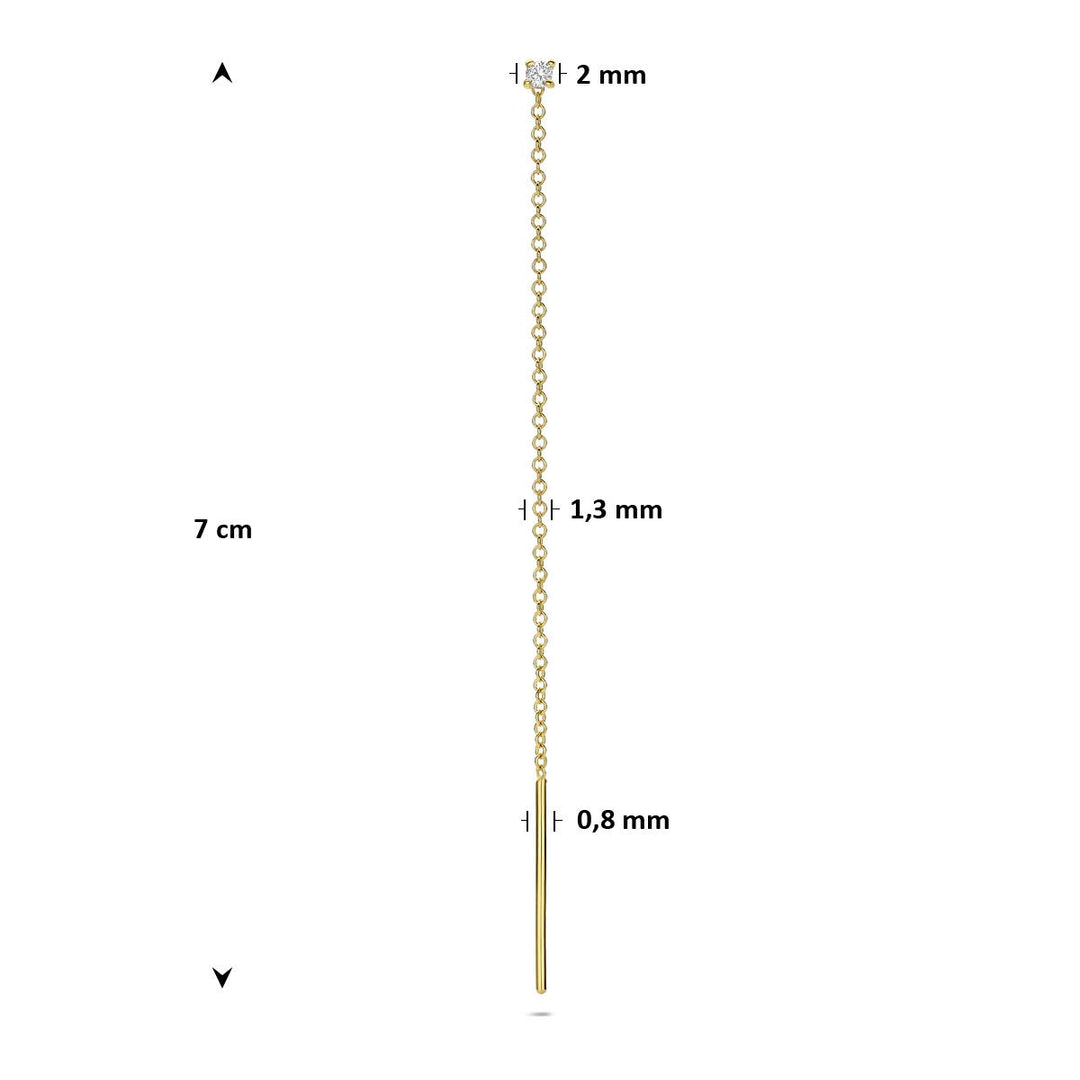 14k Geelgouden doortrekoorbel met diamant