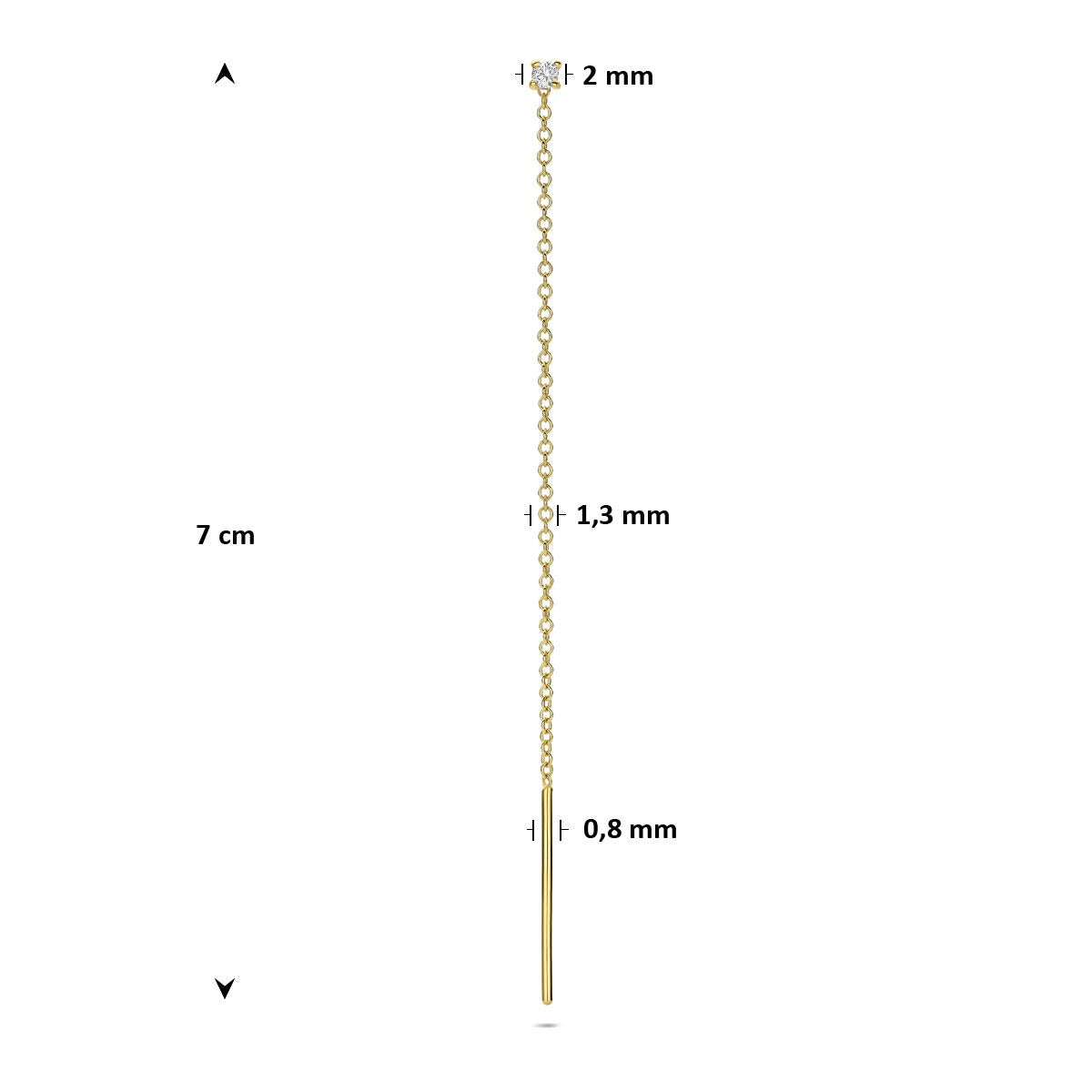 14k Geelgouden doortrekoorbel met diamant