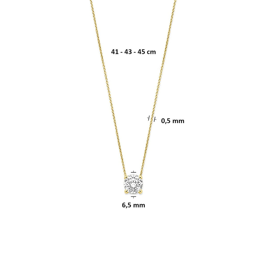 14k Geelgouden collier met 1.00 ct lab grown diamant