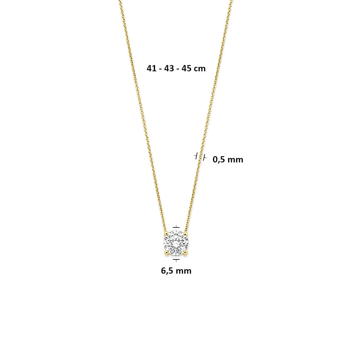 14k Geelgouden collier met 1.00 ct lab grown diamant