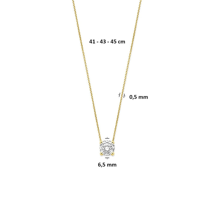 14k Geelgouden collier met 1.00 ct lab grown diamant