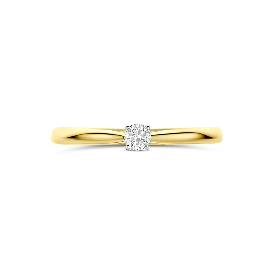 14k Bicolor geel- en witgouden ring met 0.10ct lab grown diamant