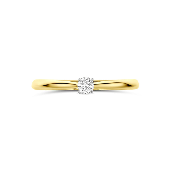 14k Bicolor geel- en witgouden ring met 0.10ct lab grown diamant