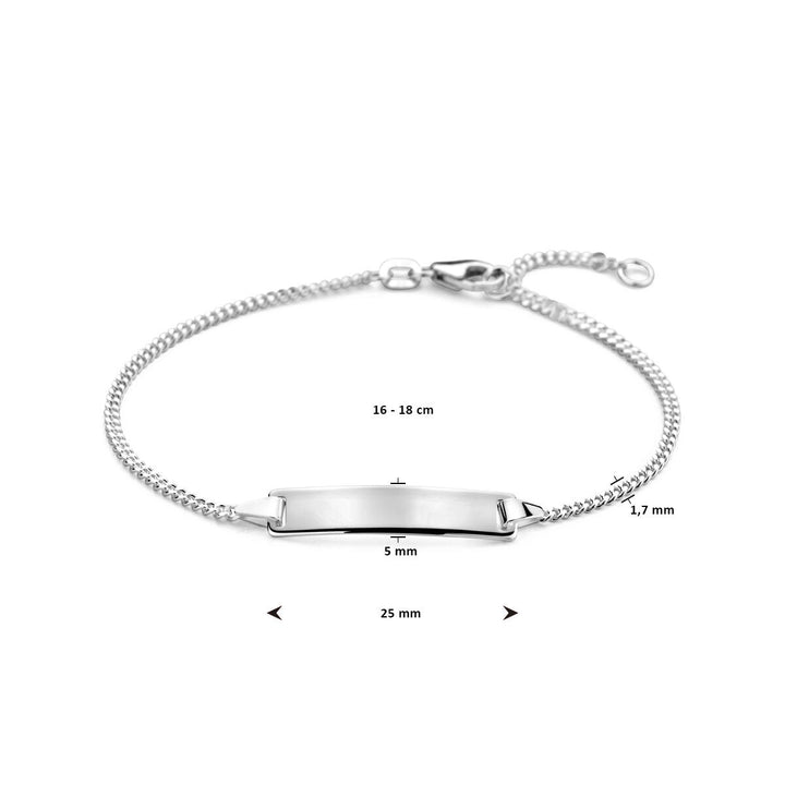 Zilveren dames graveerarmband met gourmette schakel en graveerplaat
