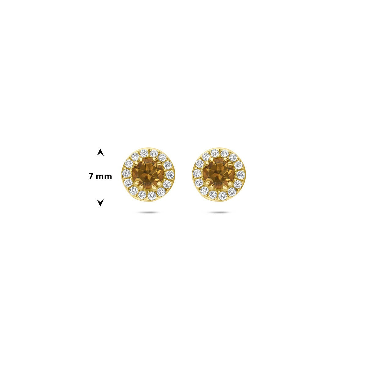 14k Geelgouden oorknoppen met citrien en lab grown diamant