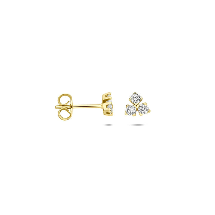 14k Geelgouden driehoek oorknoppen met lab grown diamant 0,07 ct