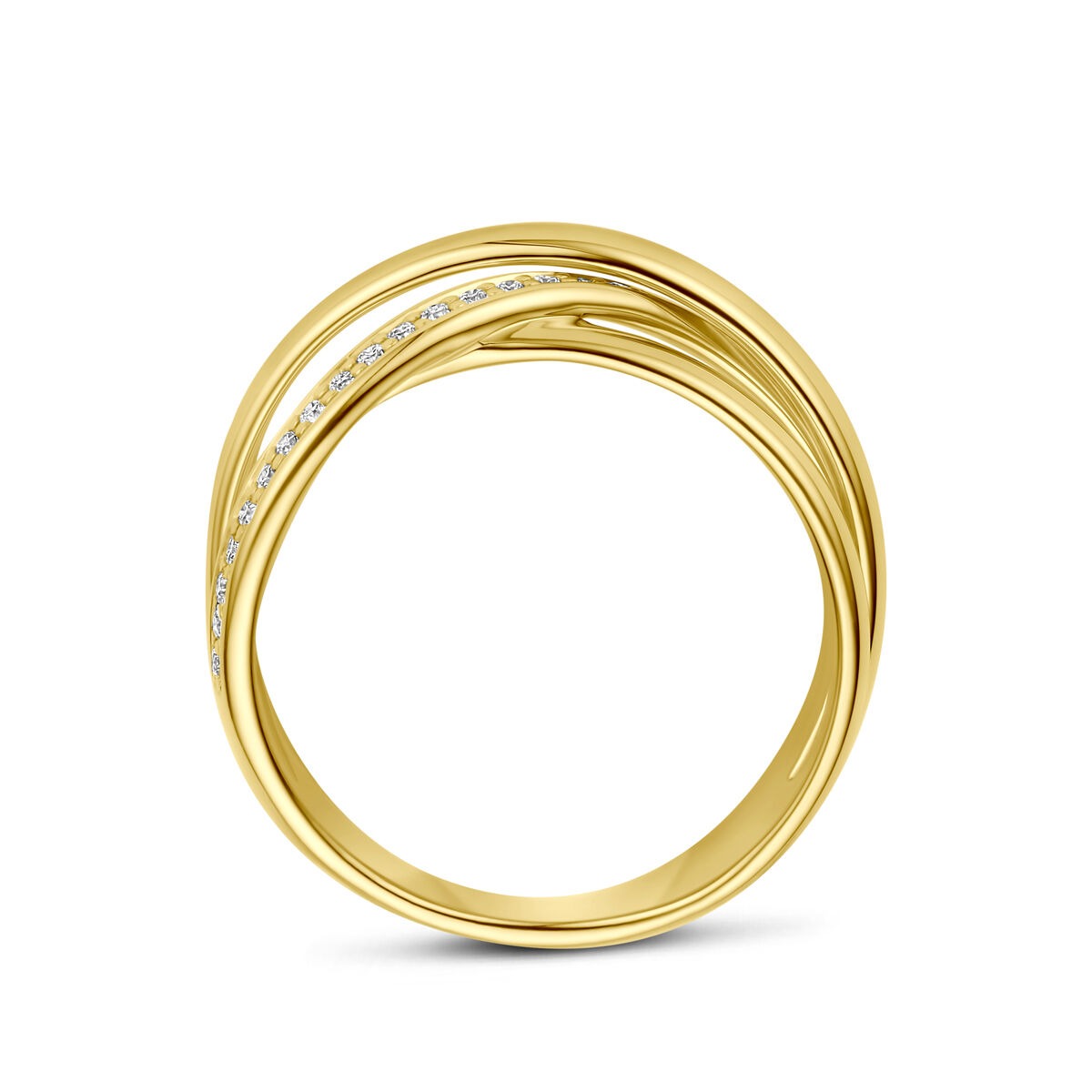 14k Geelgouden Alliance Ring met Diamant 0,15 ct