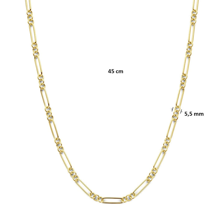 14k Geelgouden ankercollier met 925 zilveren kern
