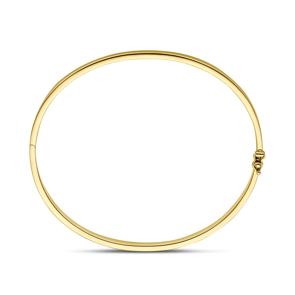 9k Geelgouden bangle armband met vlakke buis en zilveren kern