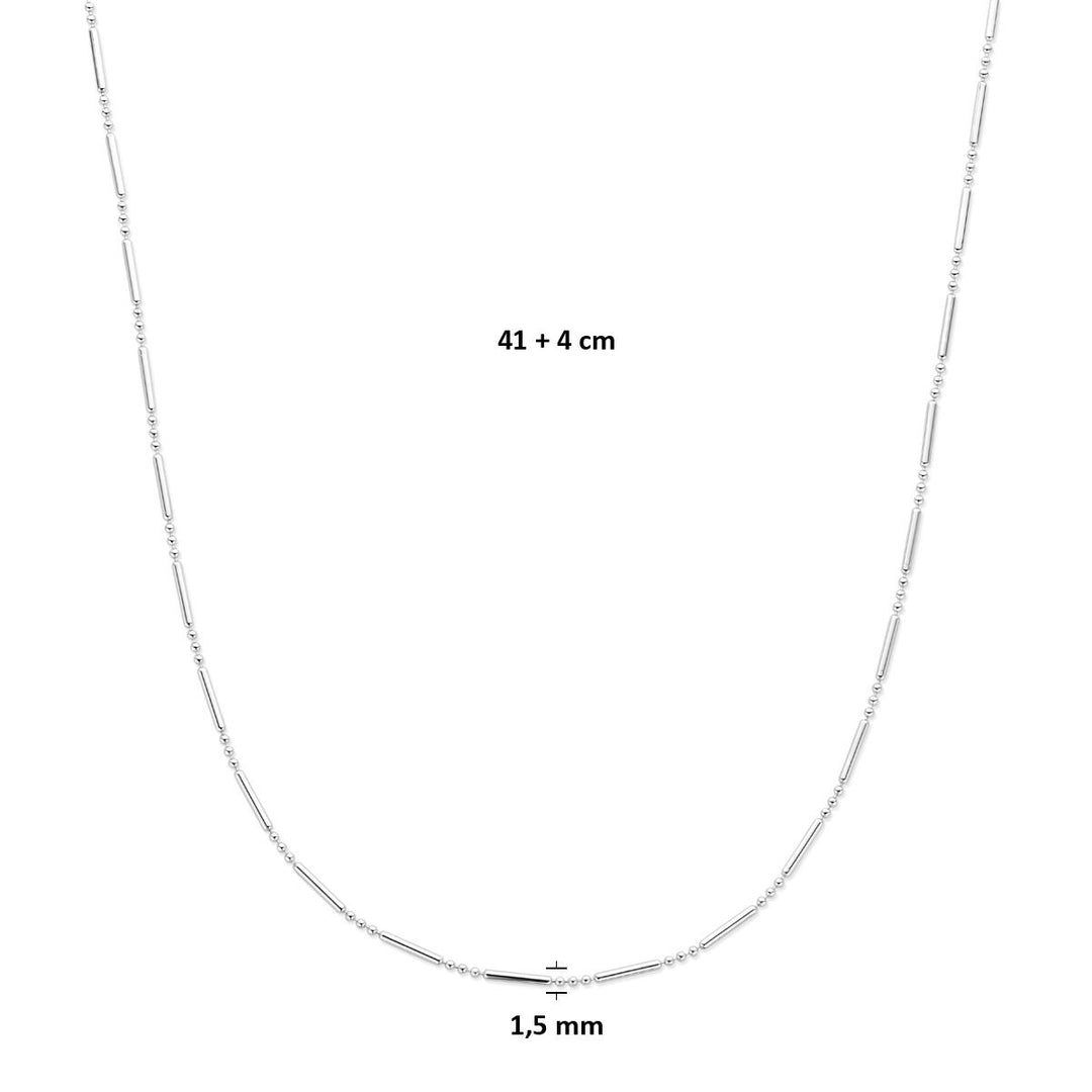 Gerhodineerd zilveren dames ketting zonder hanger 1,5 mm 41 + 4 cm