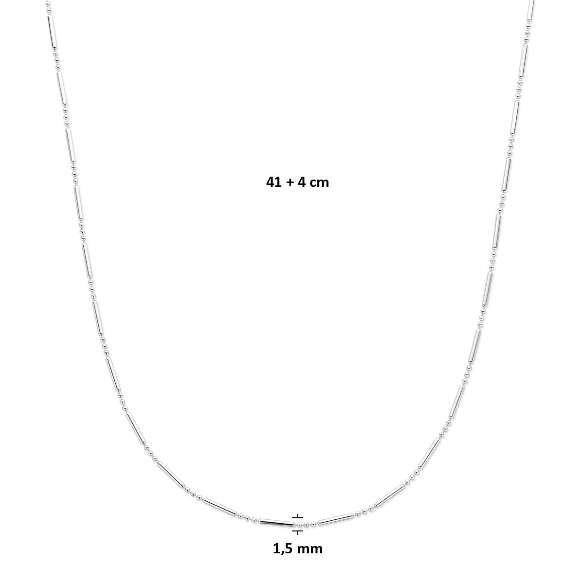 Gerhodineerd zilveren dames ketting zonder hanger 1,5 mm 41 + 4 cm