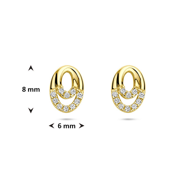 Gouden Oorknopjes 14k met Zirkonia – Entourage Zetting
