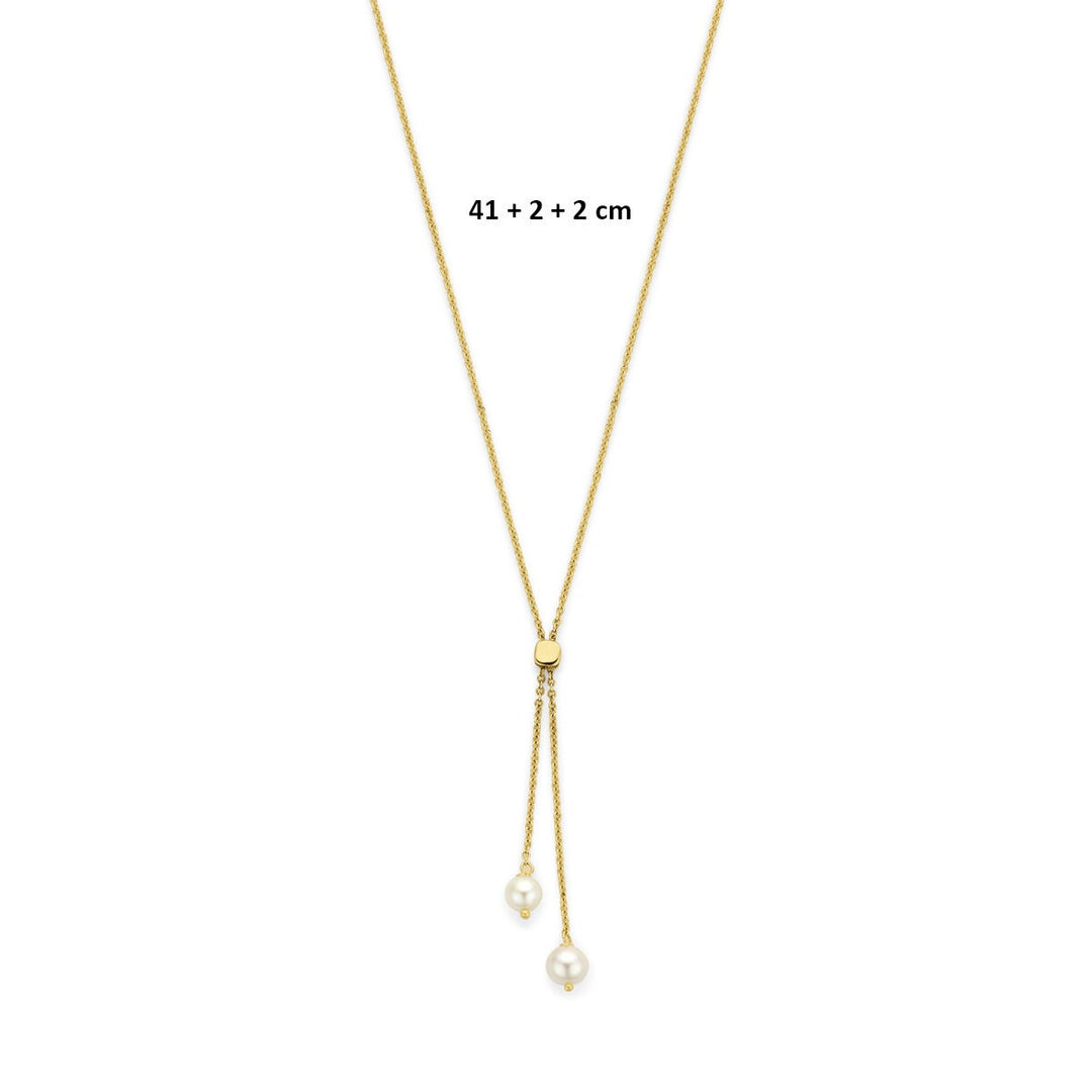14k Geelgouden Y-collier met parels