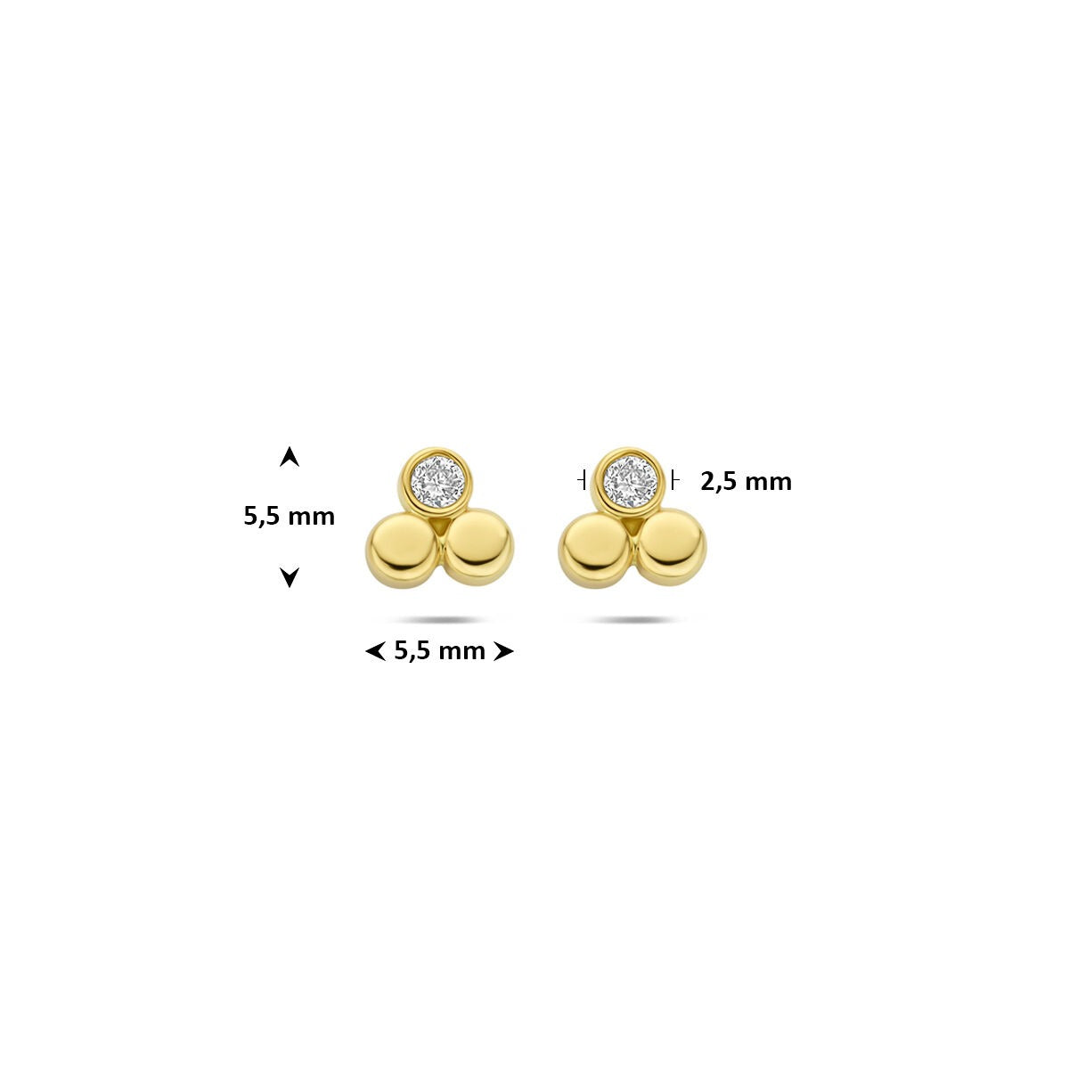 14k geelgouden oorknoppen met lab grown diamant 0,13 ct