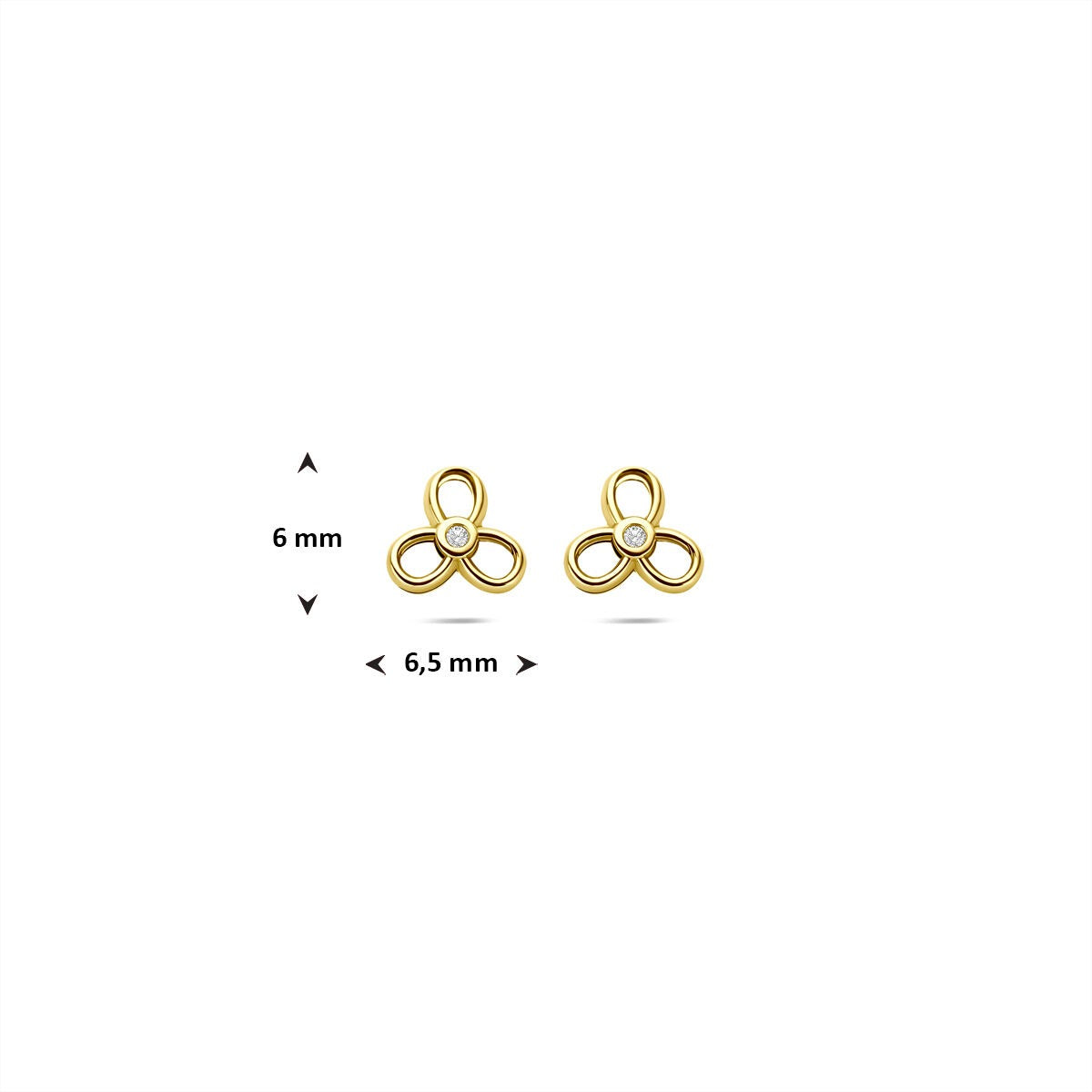 9k geelgouden oorknoppen met zirkonia – 6x6,5mm