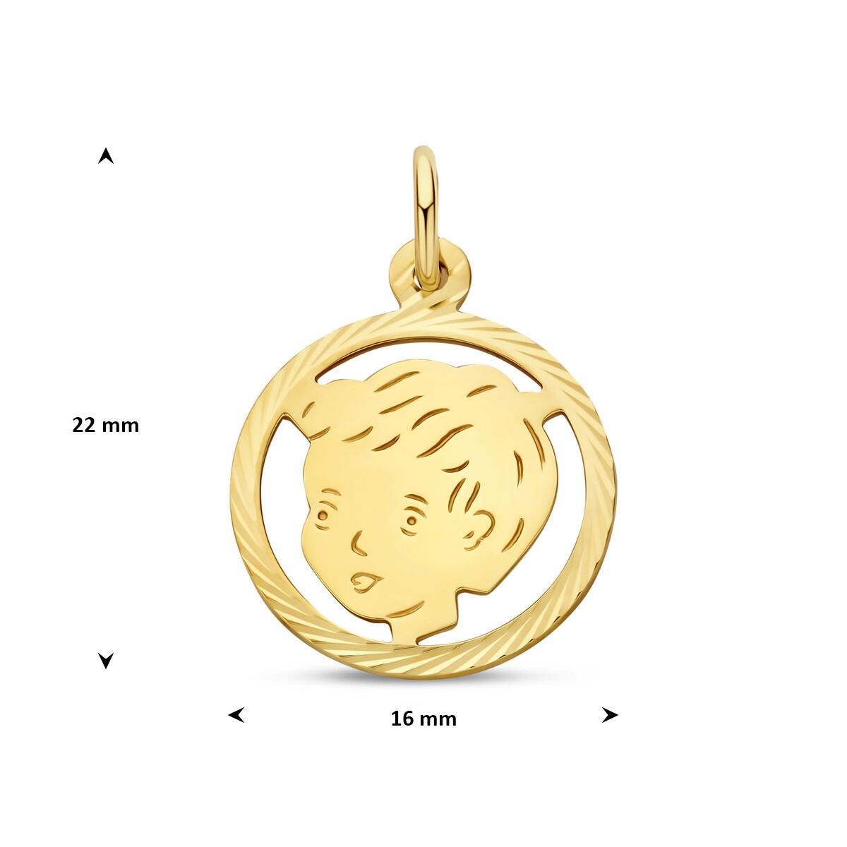 9k geelgouden hanger kinderkopje rond