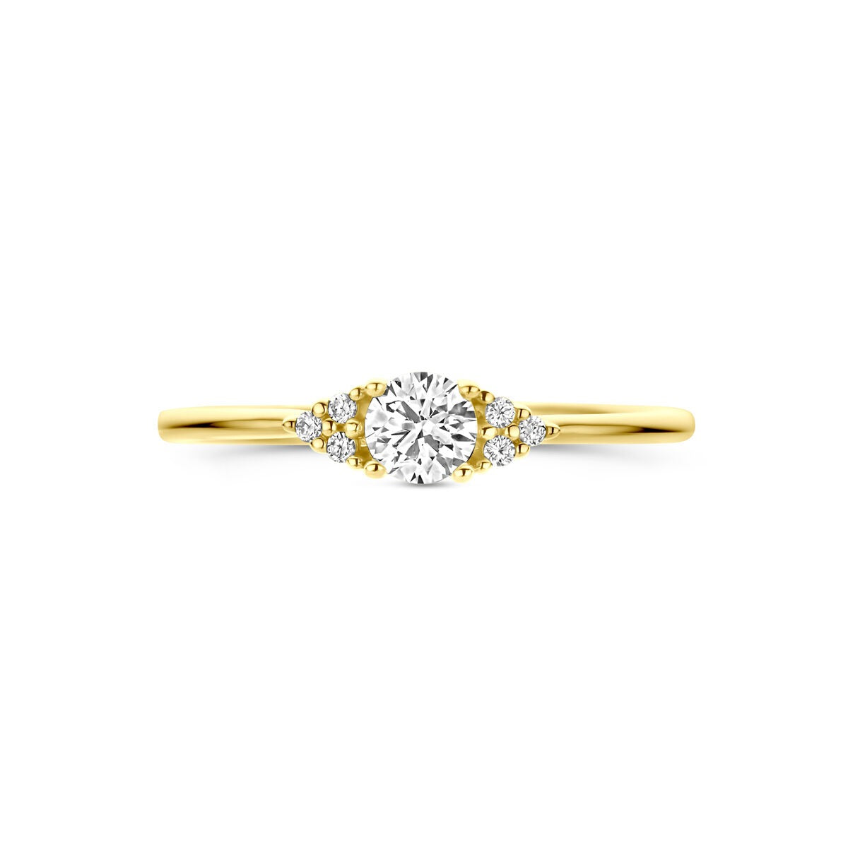 Gouden dames ring 14k met solitaire diamant 0.28ct