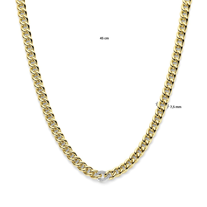 14k Bicolor Geel- en Witgouden Collier met Diamant
