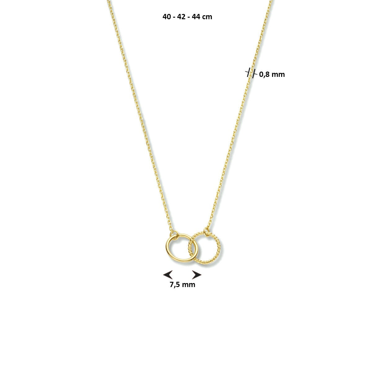 9k Geelgouden Ketting met Dubbele Rondjes