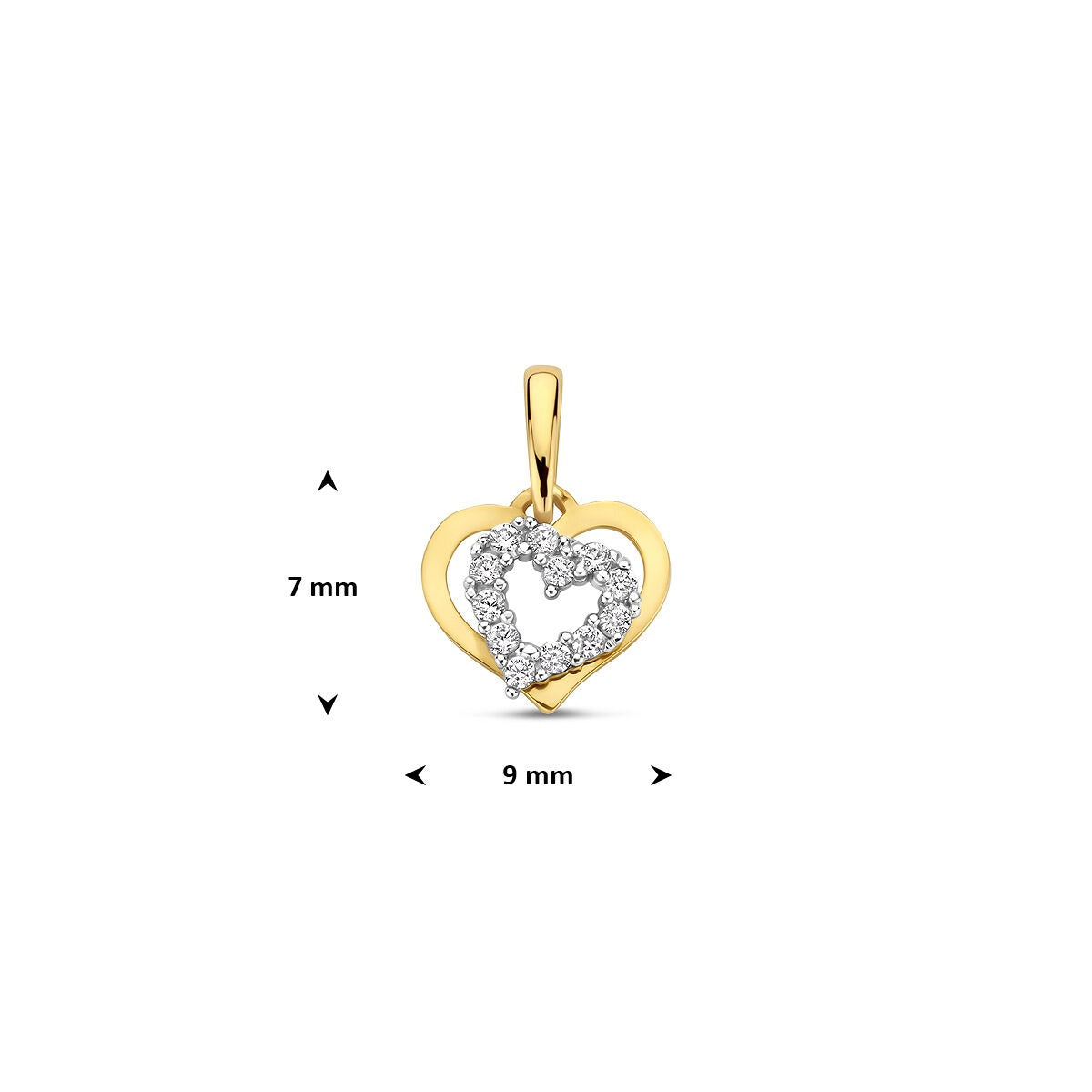 9k Bicolor Hanger Hart met Zirkonia