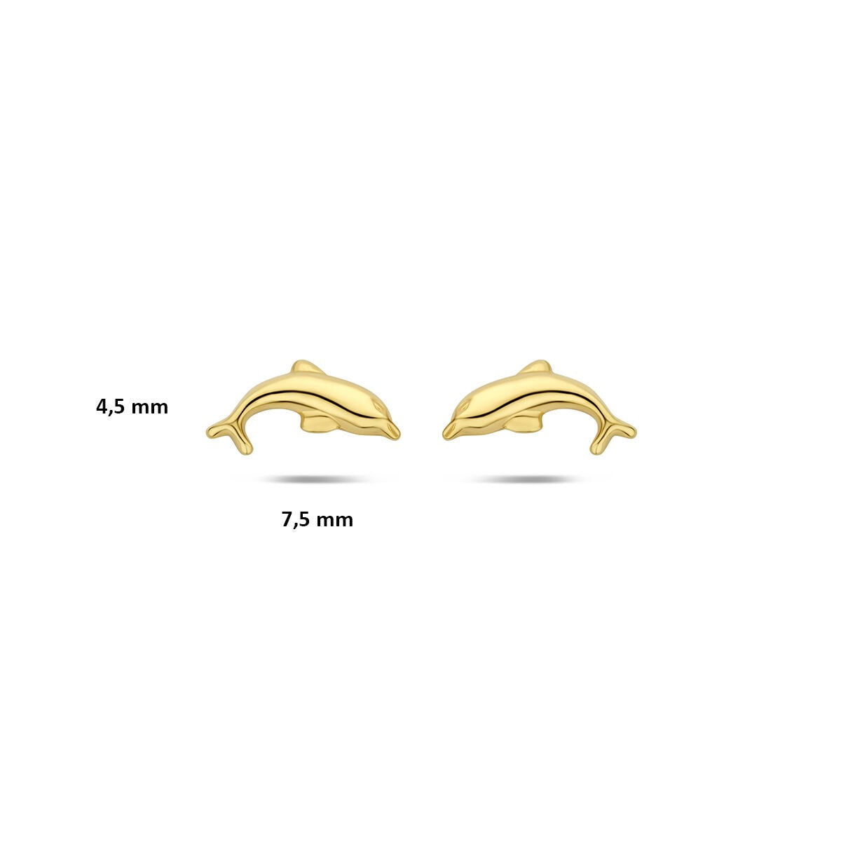 9k Geelgouden oorknopjes dolfijn