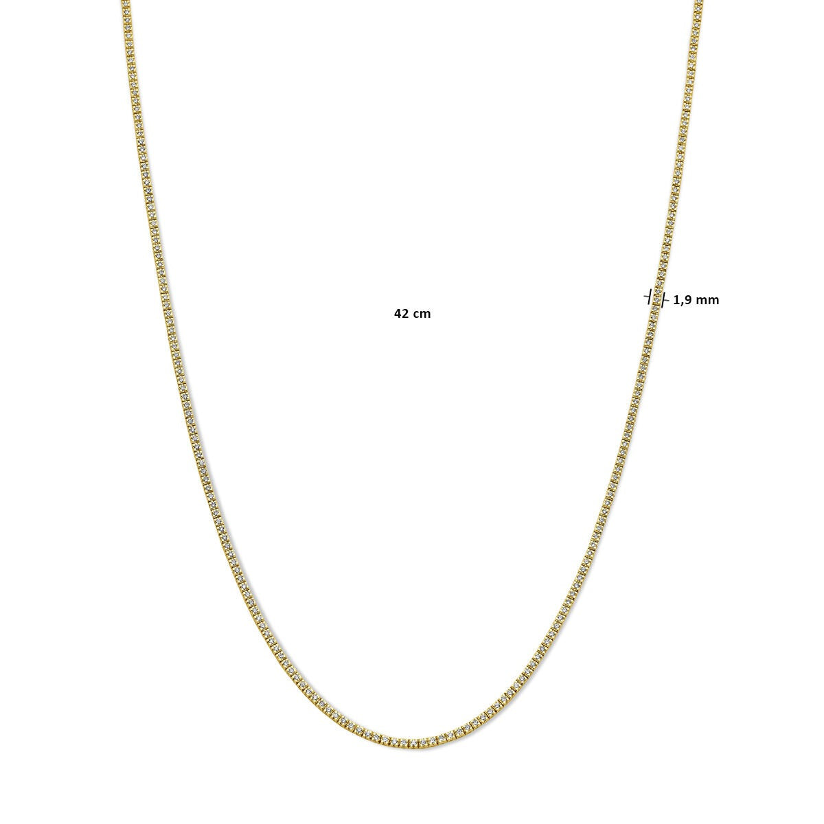 14k geelgouden tenniscollier met lab grown diamanten – 2.00ct