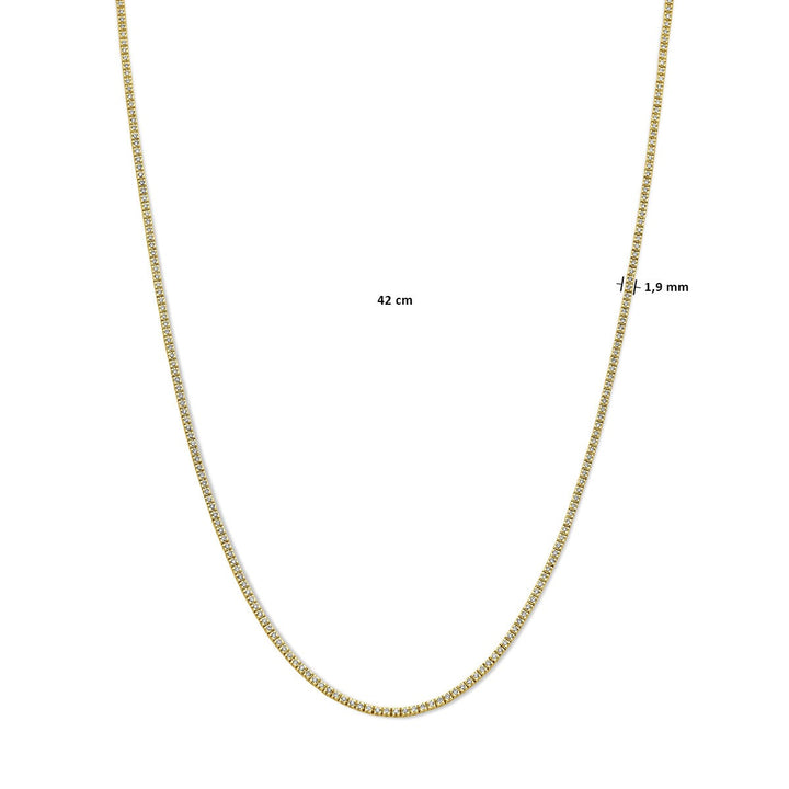Tennishalskette, Lab-Grown-Diamant, 2,00 ct g, Si 1,9 mm, 42 cm, 14-karätiges Gelbgold