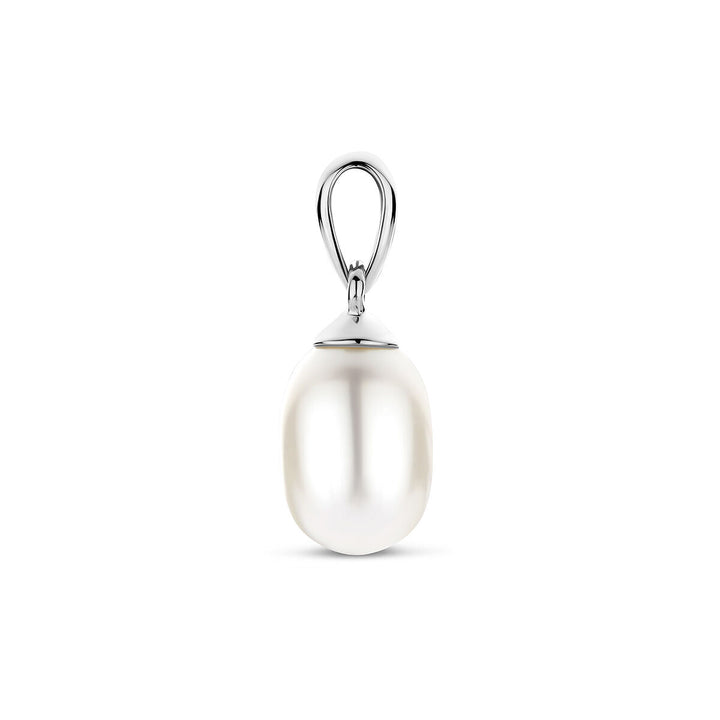 14k witgouden hanger met zoetwaterparel – ovaal