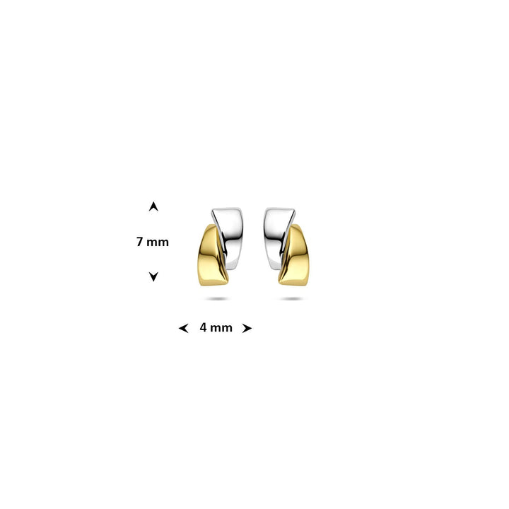 Bicolor oorknoppen – 14k wit- en geelgoud met poli afwerking