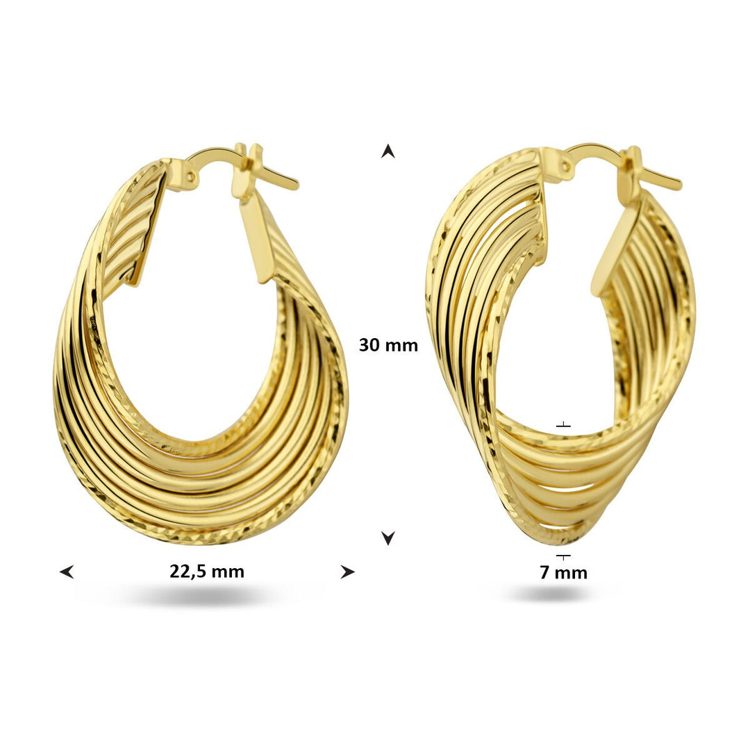 Verguld zilveren ovale oorringen – verfijnde vorm met gouden glans