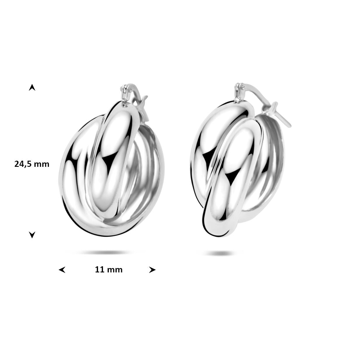 Gerhodineerd 925 zilveren oorringen 24.5 x 11 mm