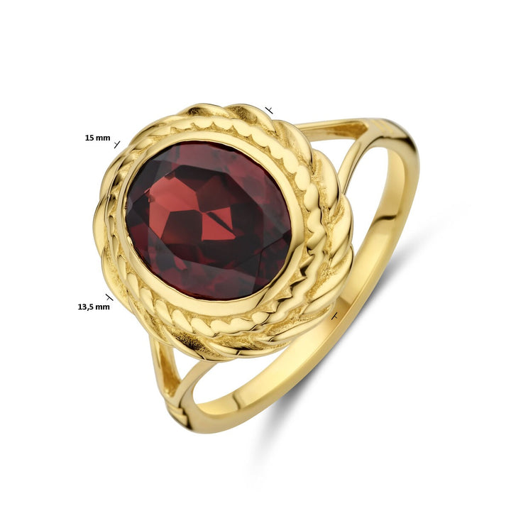 Gouden Ring 14k met Granaat – Ovale Slijpvorm