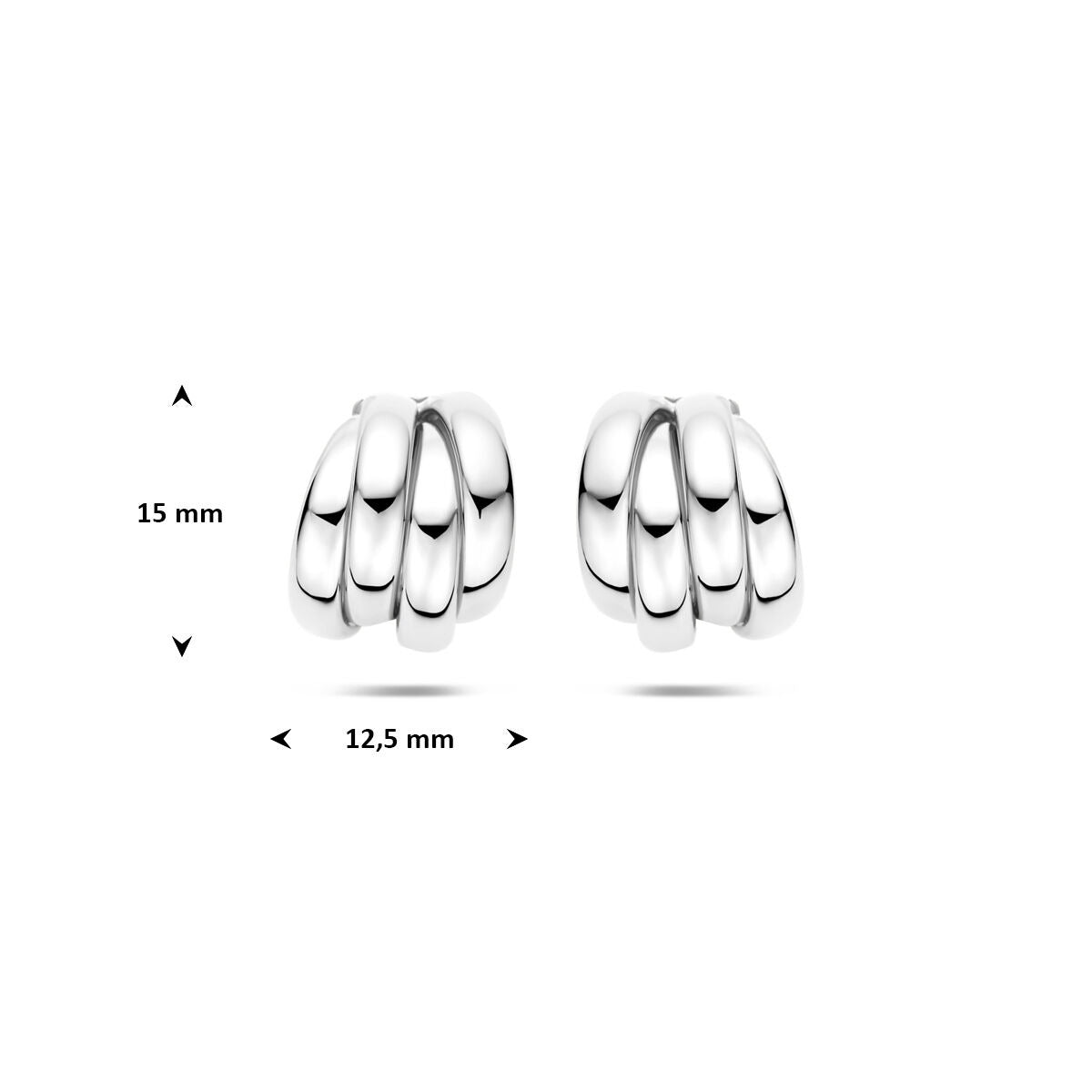 Gerhodineerd 925 zilveren stekeroorringen 15 x 12.5 mm