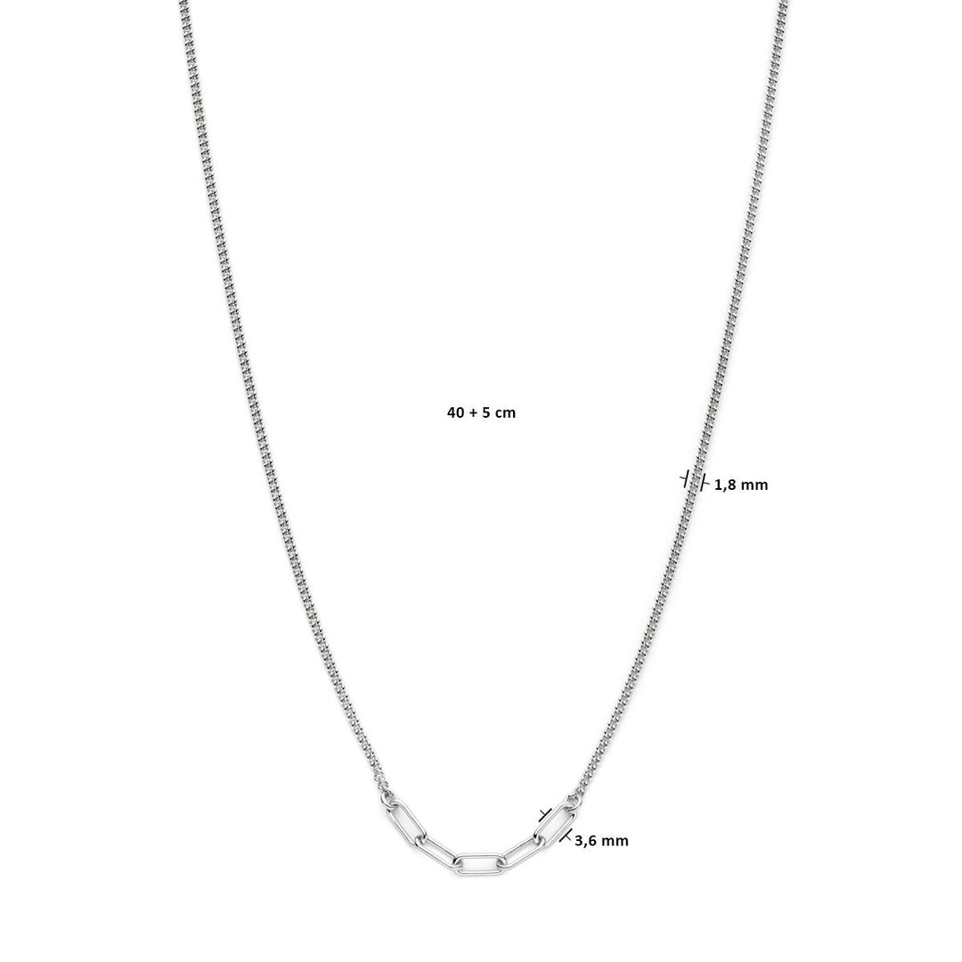 necklace 3.6 mm 40 + 5 cm silver rhodium plated