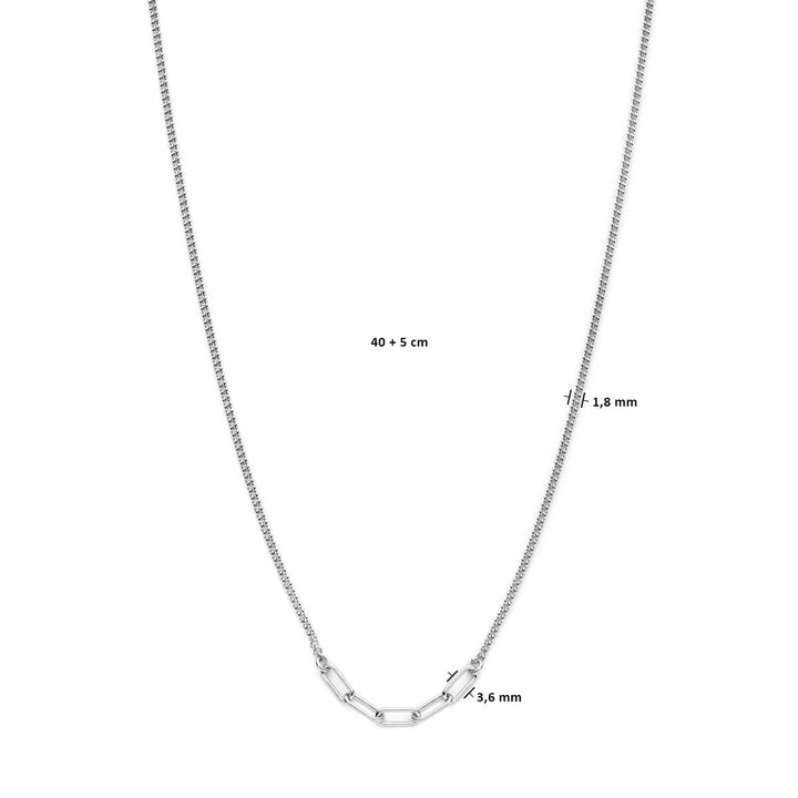 necklace 3.6 mm 40 + 5 cm silver rhodium plated