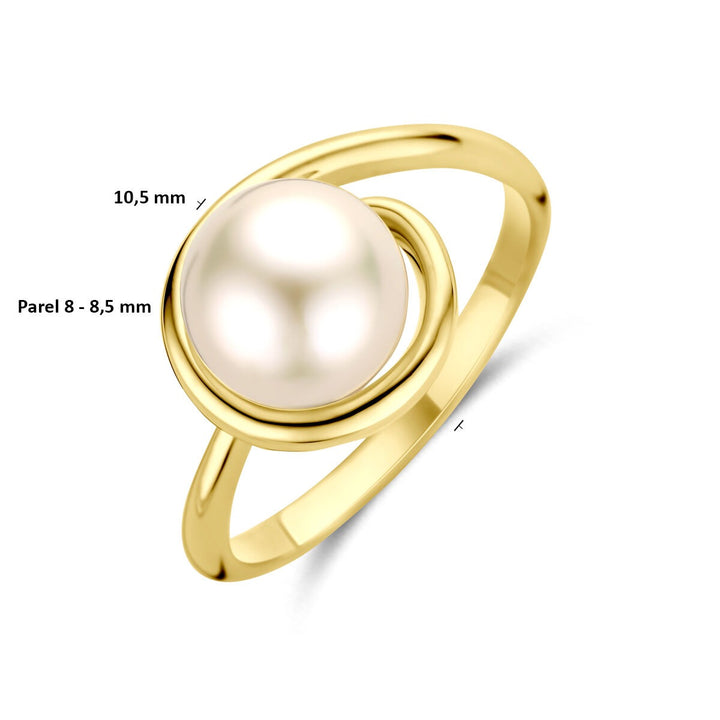 14k geelgouden ring met parel