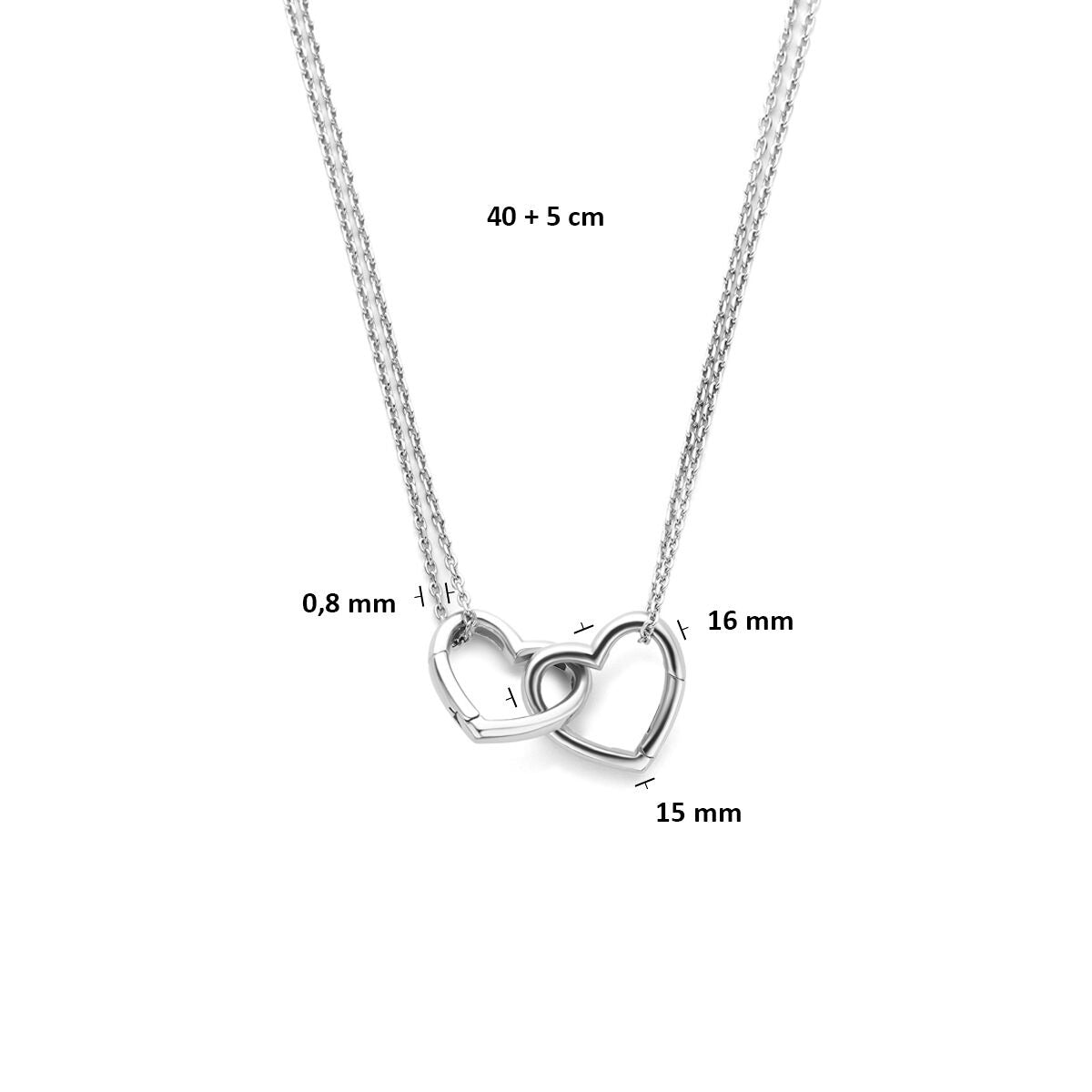 Zilveren vriendschapsketting met hartjes – gerhodineerd 925 zilver