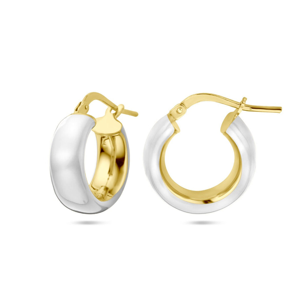 earrings white enamel 1 micron silver gold plated (yellow)