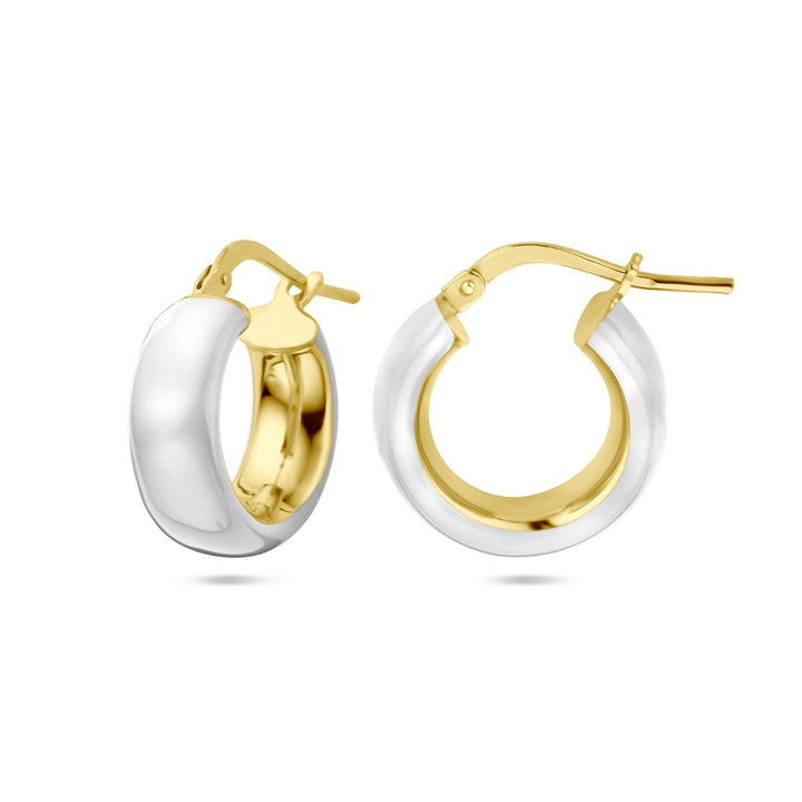 earrings white enamel 1 micron silver gold plated (yellow)