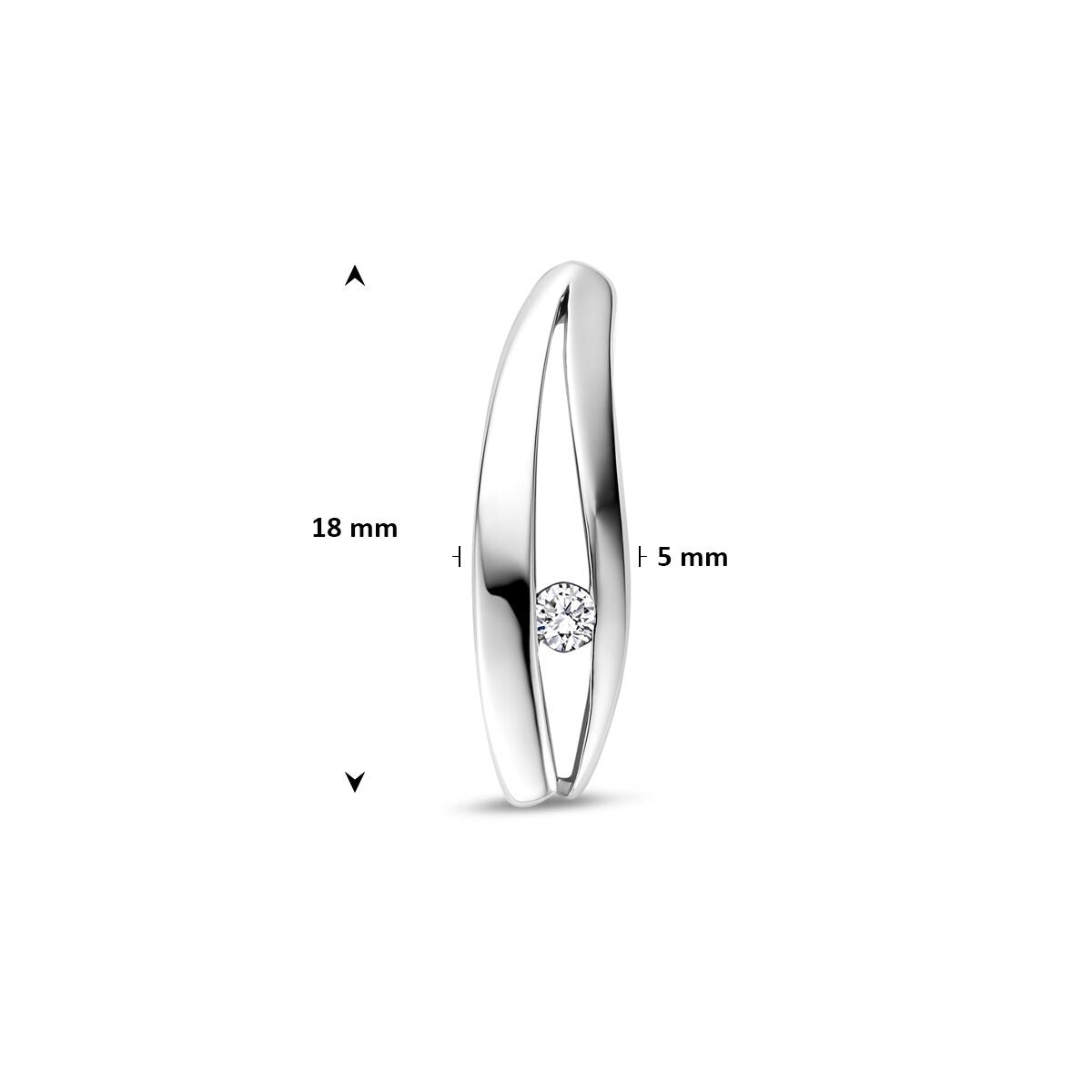 Zilveren hanger dames met lab grown diamant – gerhodineerd 18 mm